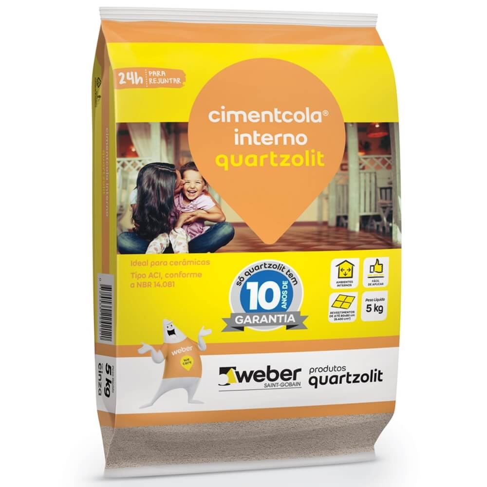 ARGAMASSA CIMENTCOLA INTERNO ACI 5KG CINZA QUARTZOLIT