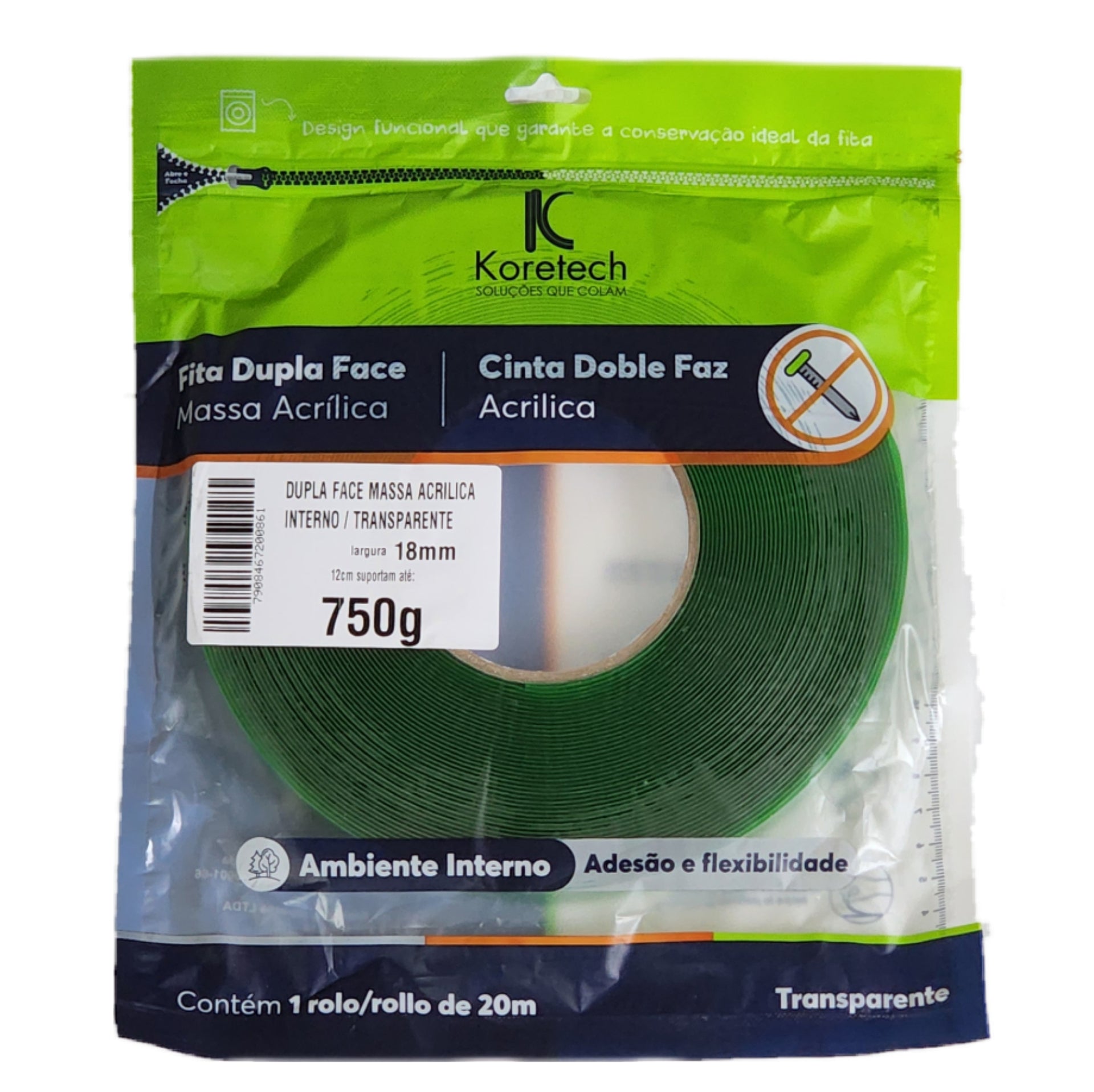 FITA DUPLA FACE INTERNO 18MMX20M KORETECH