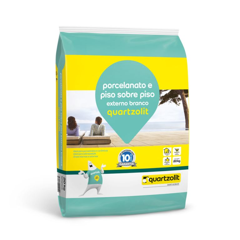 ARGAMASSA PORCELANATO E PISO SOBRE PISO EXTERNO 20KG BRANCA QUARTZOLIT
