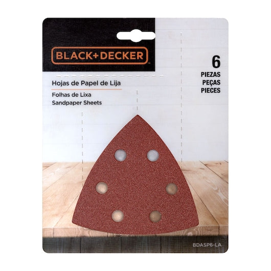 FOLHA DE LIXA TRIANGULAR COM 6 PEÇAS BLACK&DECKER