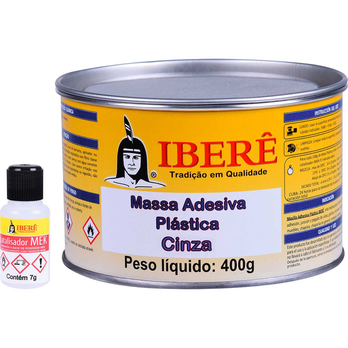ADESIVO MASSA PLASTICA COM CATALISADOR 400G CINZA IBERÊ