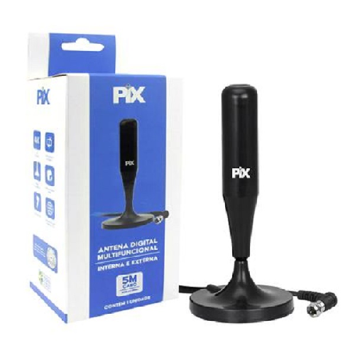 ANTENA DIGITAL DE TV INTERNA COM IMÃ COM CABO 5,00M PIX