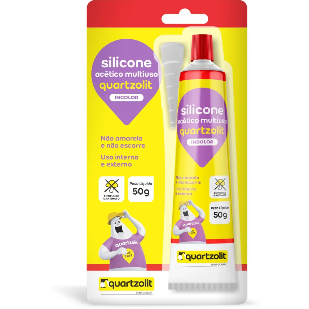 ADESIVO SILICONE ACÉTICO 50G INCOLOR QUARTZOLIT