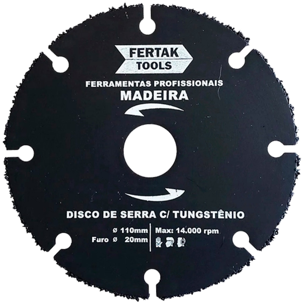 DISCO DE CORTE TUNGSTENIO PARA MADEIRA 110MM FERTAK TOOLS