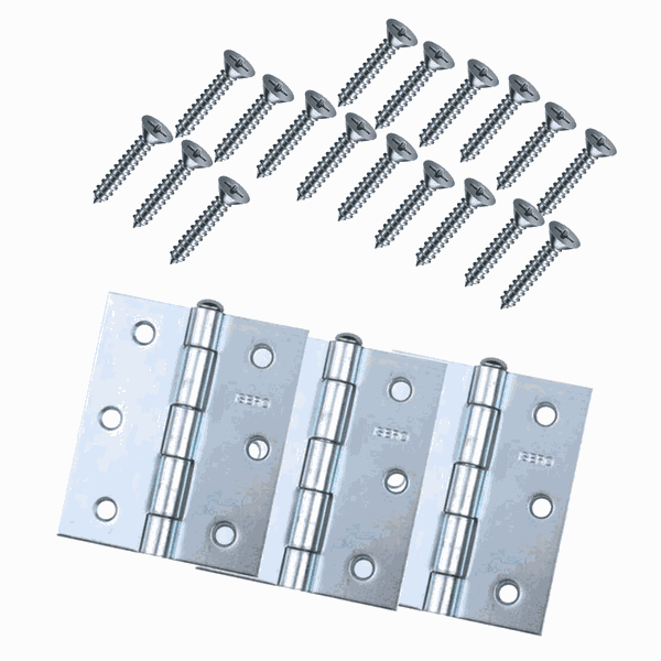 DOBRADIÇA POLIDA 2.1/2" COM PARAFUSO PACOTINHO COM 3 PEÇAS