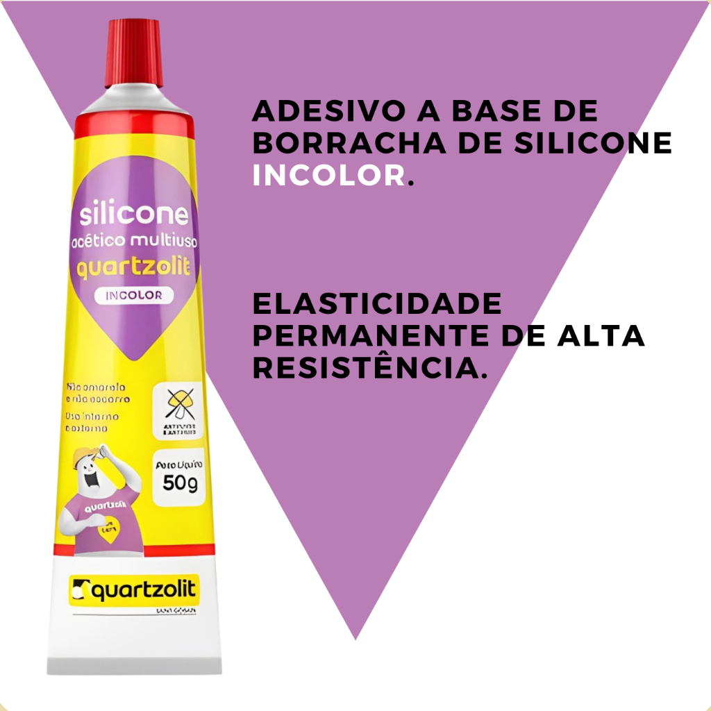 ADESIVO SILICONE ACÉTICO 50G INCOLOR QUARTZOLIT