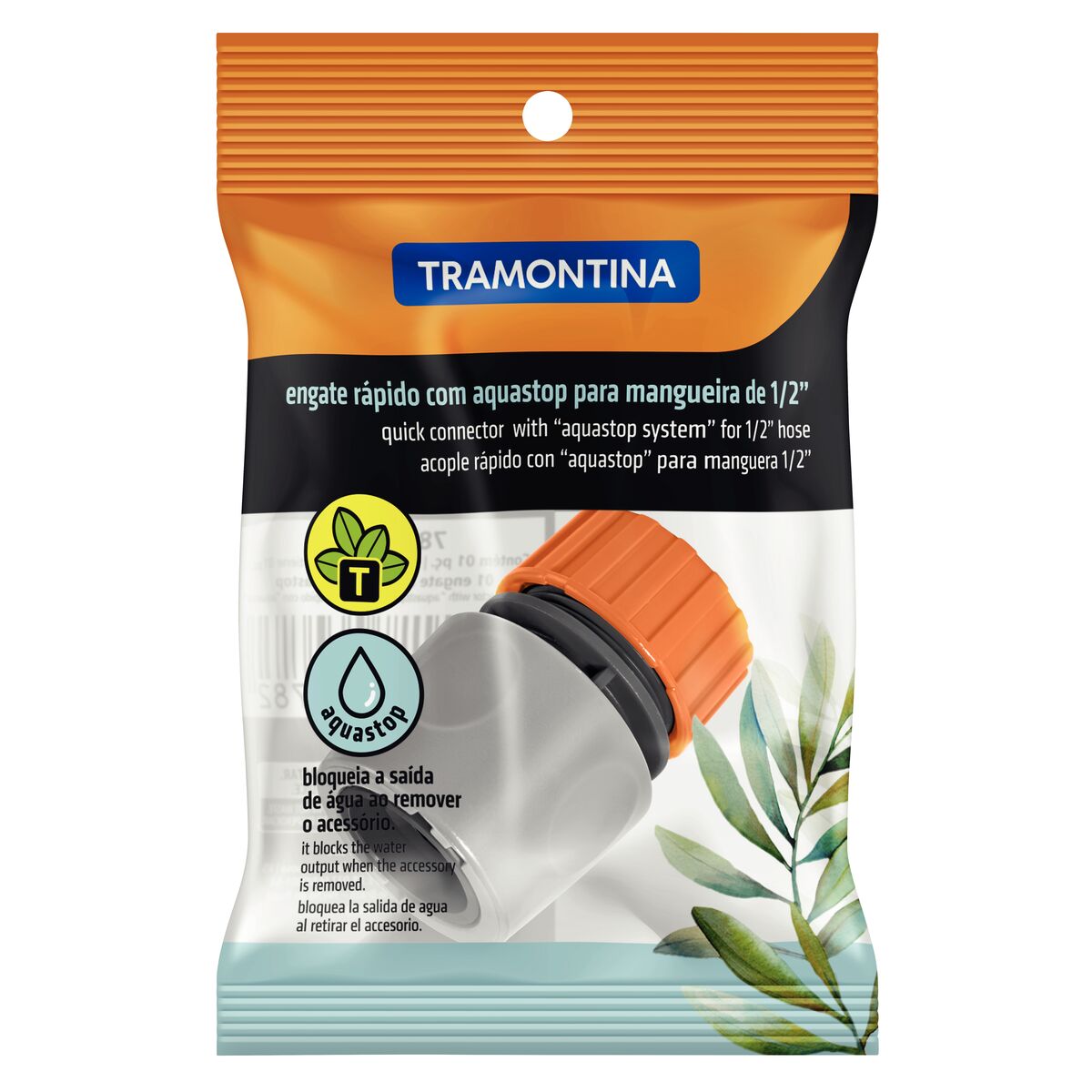 ENGATE RAPIDO COM STOP PARA MANGUEIRA 1/2" TRAMONTINA