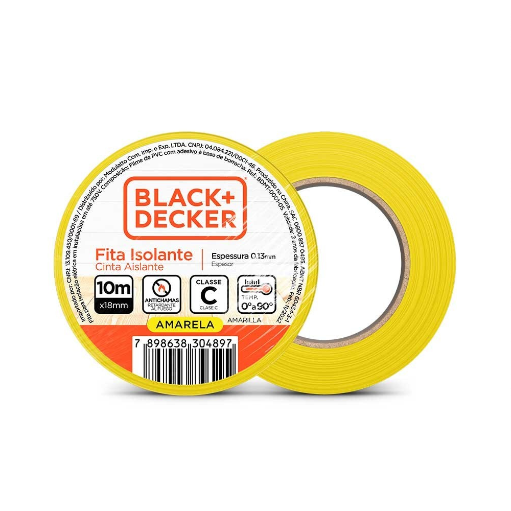 FITA ISOLANTE 18MMX10M AMARELO BLACK&DECKER